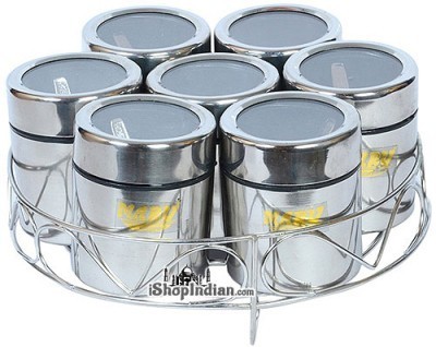 Spice Container Stand with 7 Individual See-Through Containers (Small - 7 1/2") - set