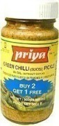 Priya Green Chili (Sliced) Pickle without Garlic
