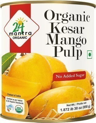 24 Mantra Organic Kesar Mango Pulp - No Added Sugar