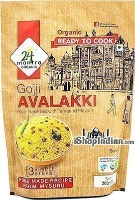 24 Mantra Organic Gojji Avalakki (Rice Flakes Mix with Tamarind Flavor) - Ready to Cook