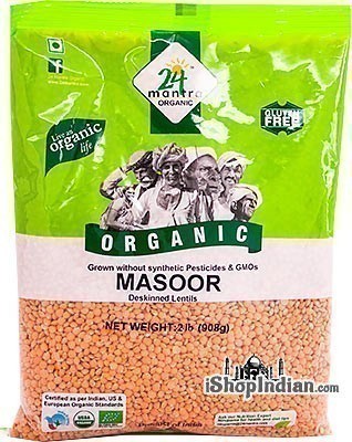 24 Mantra Organic Masoor Whole without Skin (Masoor Malka) - 2 lbs