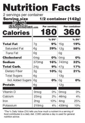 Maya Kaimal Organic Everyday Dal - Red Lentil + Butternut Squash + Coconut - Nutritional Facts