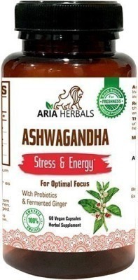 Aria Herbals Ashwagandha - Stress Reliever - For Optimal Focus - 60 ct