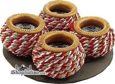 Dandiya Matki Diya (Red) - 4 Pack