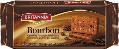 Britannia Bourbon Cappuccino Flavored Cream Biscuits- 100 gms (4-Packs)