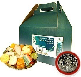 Mixed Sweets and Laxmi Silver Coin Gift Set