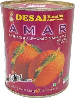 Desai Amar Ratnagiri Alphonso Mango Pulp- Natural - No Added Sugar