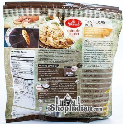 Haldiram's Tandoori Roti - 6 pcs (FROZEN) - back