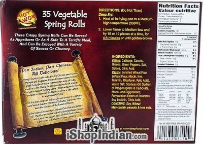 Hot Wok Vegetable Spring Rolls - 35 pcs (FROZEN) - BACK