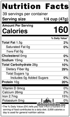 Kala Chana Nutrition Facts 4 lbs