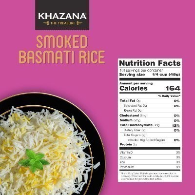  Khazana Smoked Basmati Rice - 2 lbs - Nutrition Facts