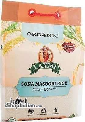 Laxmi Organic Sona Masoori Rice White - 10 lbs