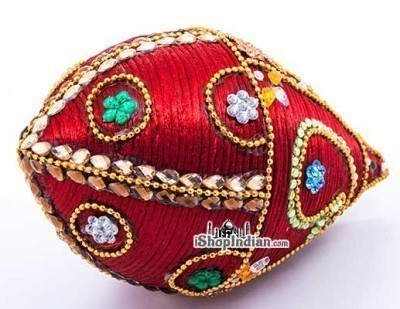 Pooja Coconut - Decorated (Various Designs) - Side