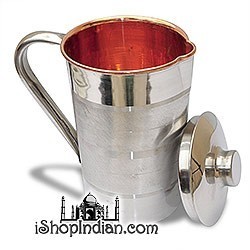Copper Jug with Lid Outside Stainless Steel 