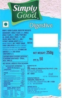 Parle Simply Good Digestive - Classic Digestive - Back