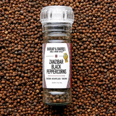 Burlap & Barrel Zanzibar Black Peppercorns - Grinder Jar
